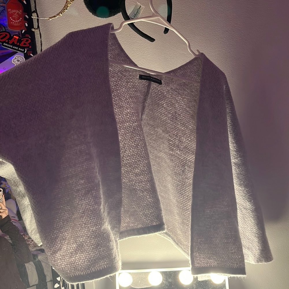 gray brandy melville cardigan. cropped with 3/4 sleeves